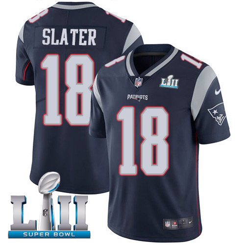 Nike Patriots #18 Matt Slater Navy Blue Team Color Super Bowl LII Men's Stitched NFL Vapor Untouchable Limited Jersey